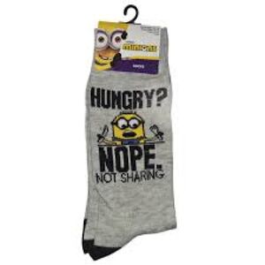 Despicable Me Minion Funny Hungry Not Sharing Crew Socks